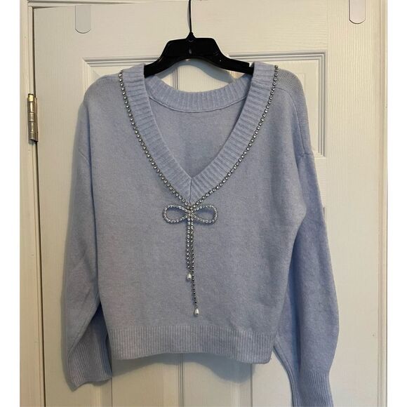 Express Sweaters - Express Bow Embellished Convertible Sweater